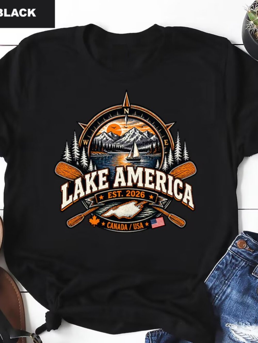 Lake America Shirt Est 2026, Canada USA T-Shirt, Lake Graphic Tee
